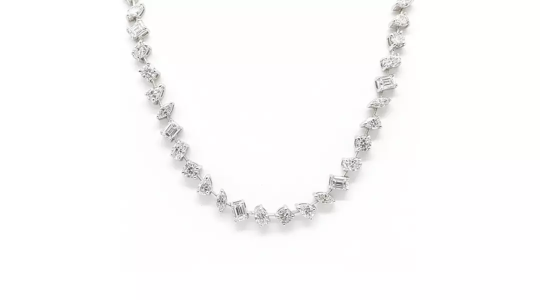 Multi Shape Diamonds Tennis Necklace