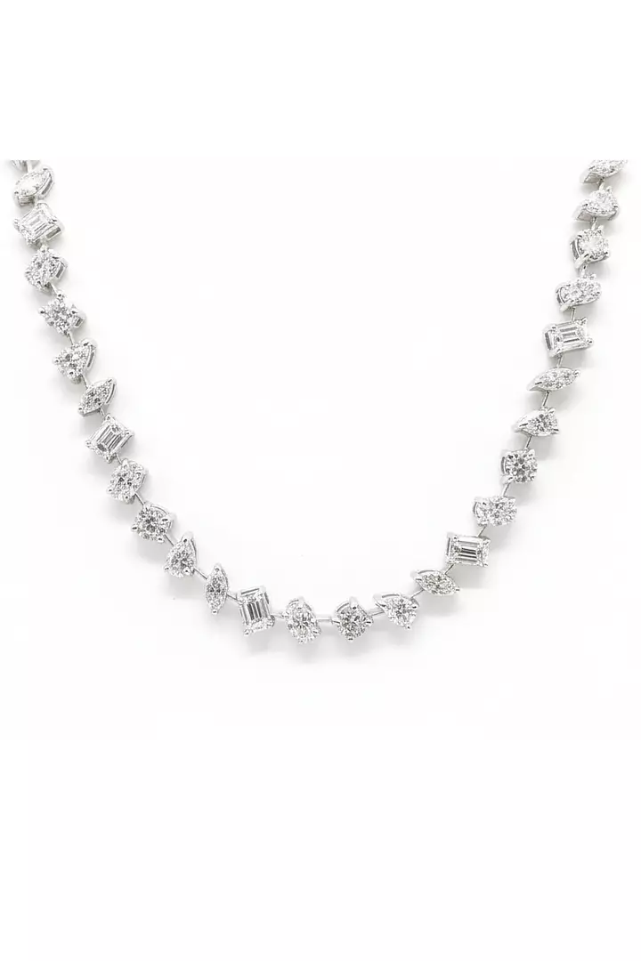 Multi Shape Diamonds Tennis Necklace