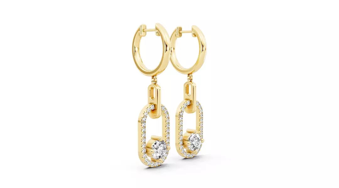 Pave Eco Diamonds Dangle Paperclip Drop Earrings