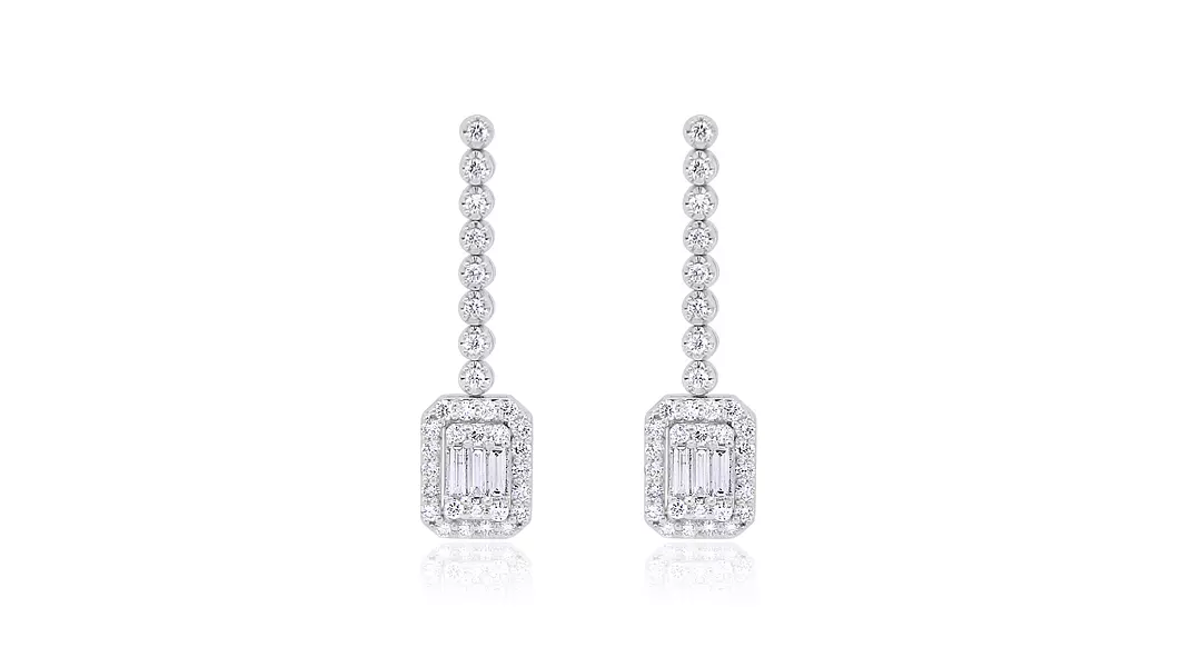 Emerald Cut Diamond Drop Earrings