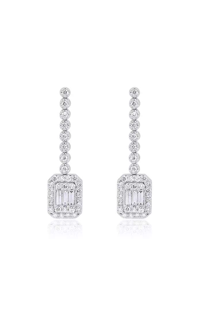 Emerald Cut Diamond Drop Earrings