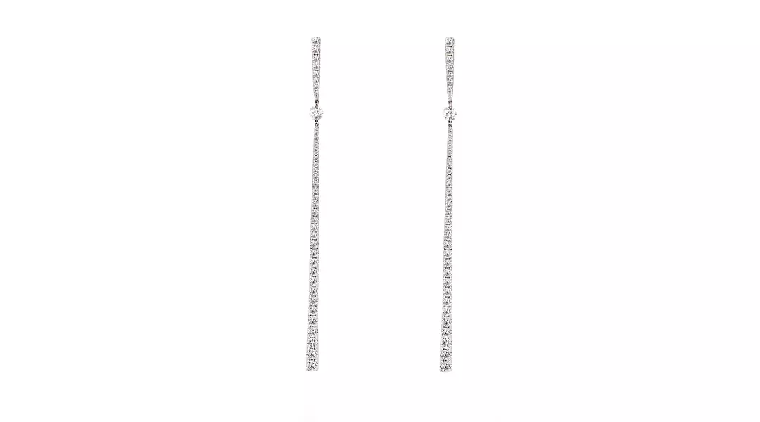 Elongated Flute Diamond Drop Earrings