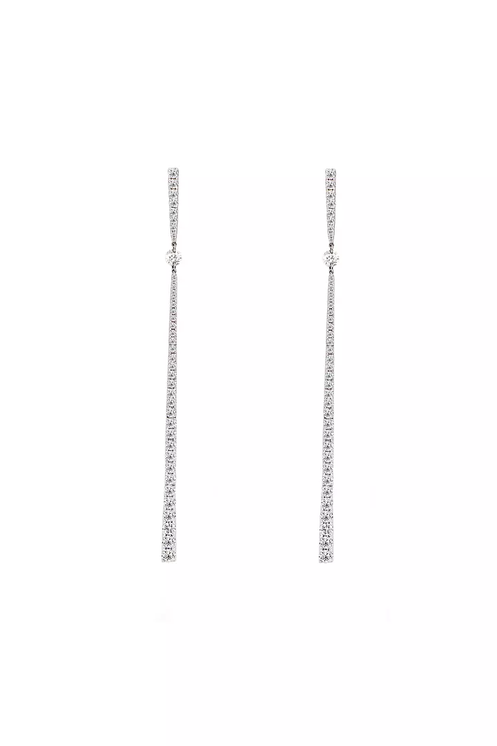 Elongated Flute Diamond Drop Earrings